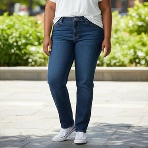 Lee Instantly Slims Straight Leg Jeans 18W Petite Dark Wash New With Tags